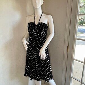 Ann Taylor Black and White Pleated Chiffon Dress - Size 2